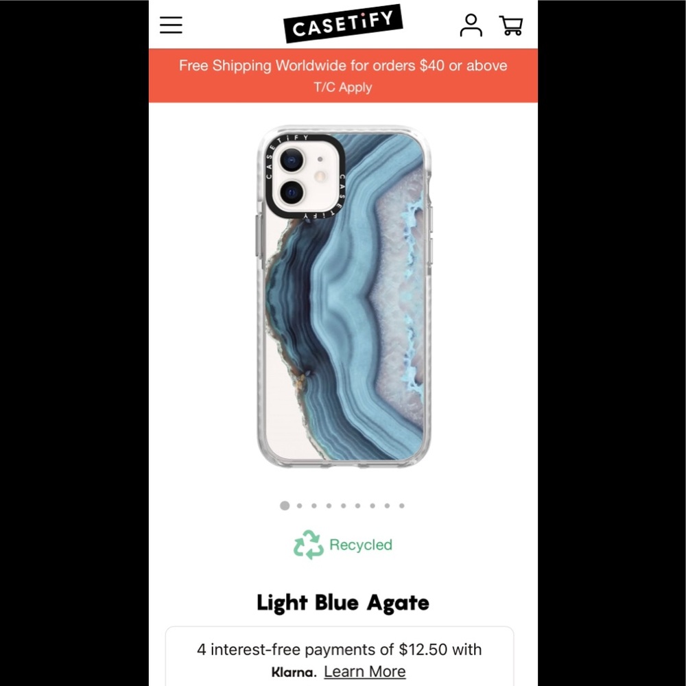 Casetify light blue agate iphone 12 case